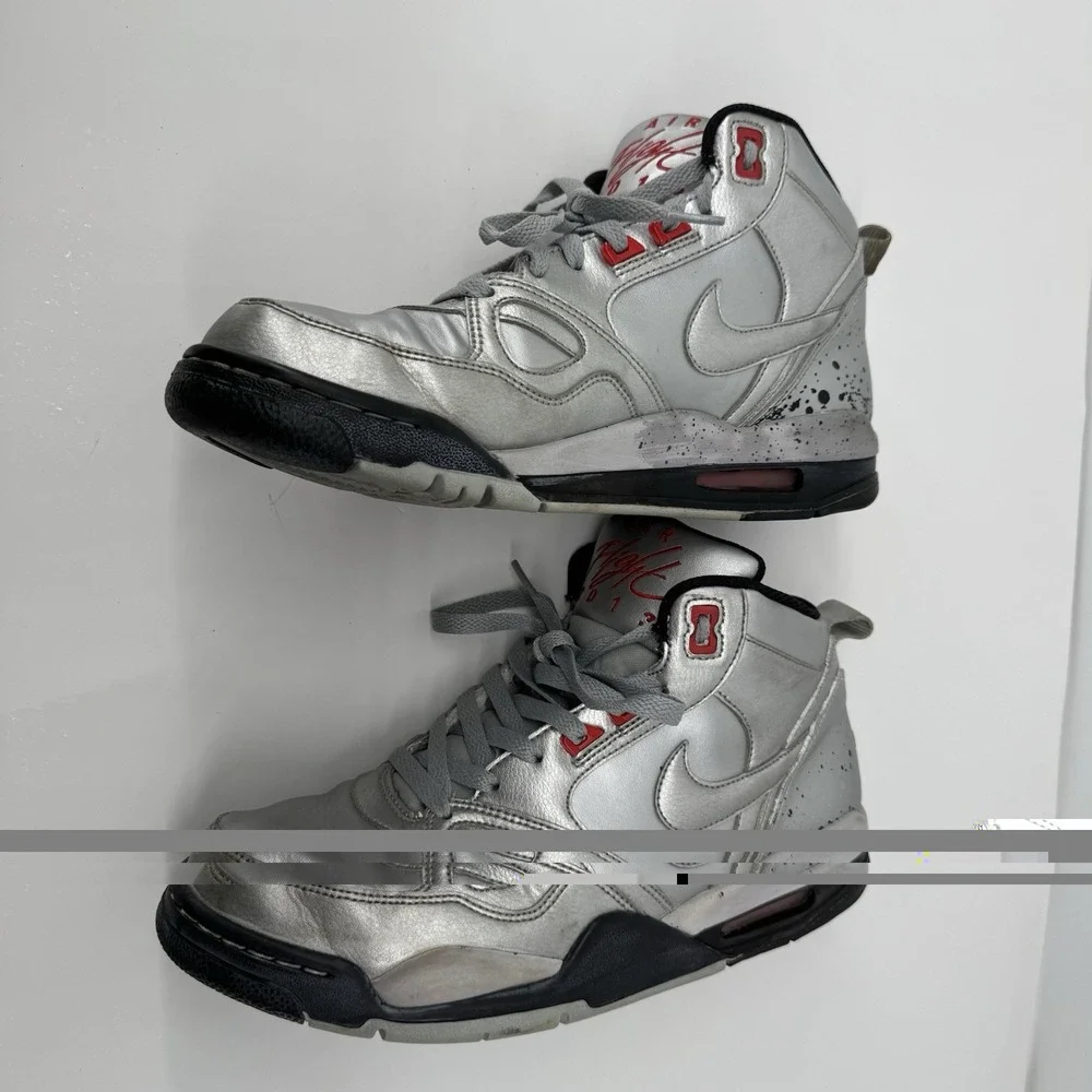 Nike Air Flight 2013 Silver Red High Top Sneakers Women's 10 Basketball Shoes